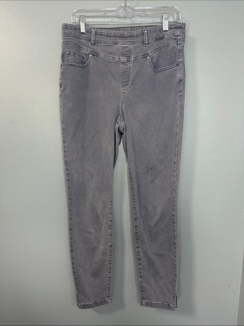 Tribal Women's Gray Stretch Pull On Skinny Jeans Sz 10